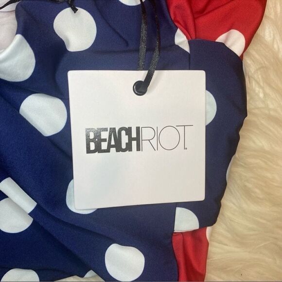 Beach Riot Samira Blue Red Polka Dot Color Block One Piece Swimsuit Sz S - Picture 4 of 16